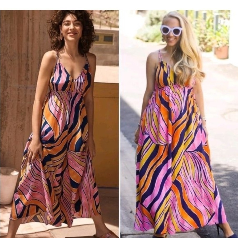 Maeve  Finley Wide Leg Jumpsuit VibrantSummer Colors  size 10 - Picture 2 of 15